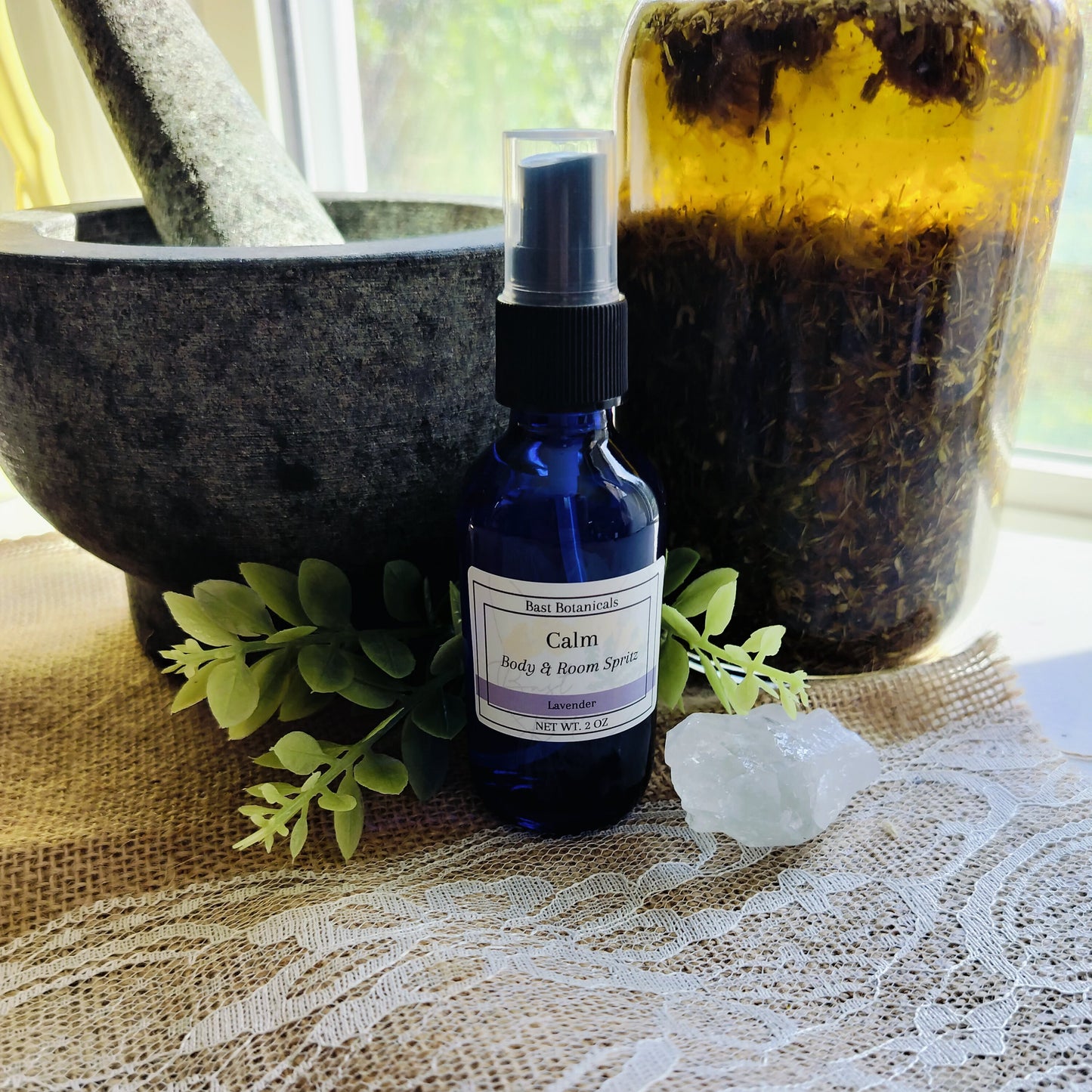 Herbal Aromatherapy Spritz – 2 oz Blue Glass Bottle