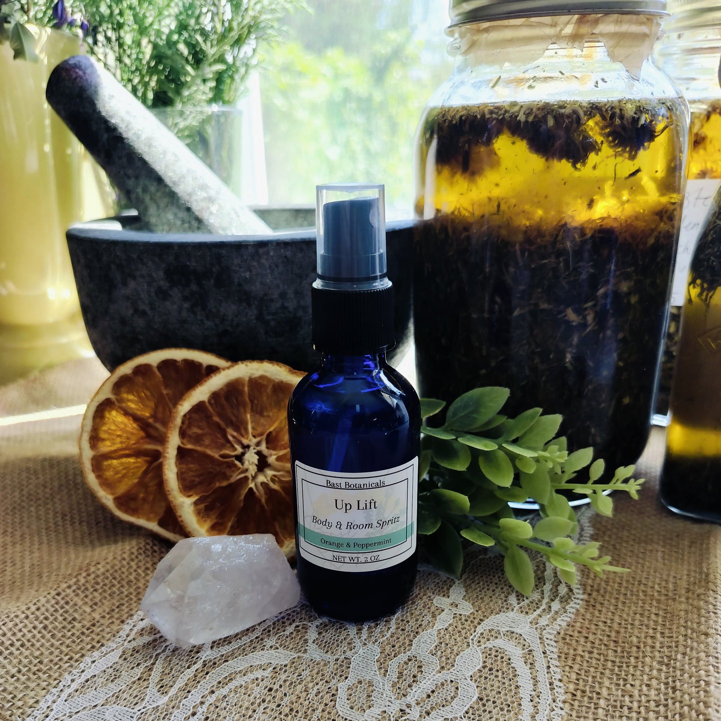 Herbal Aromatherapy Spritz – 2 oz Blue Glass Bottle